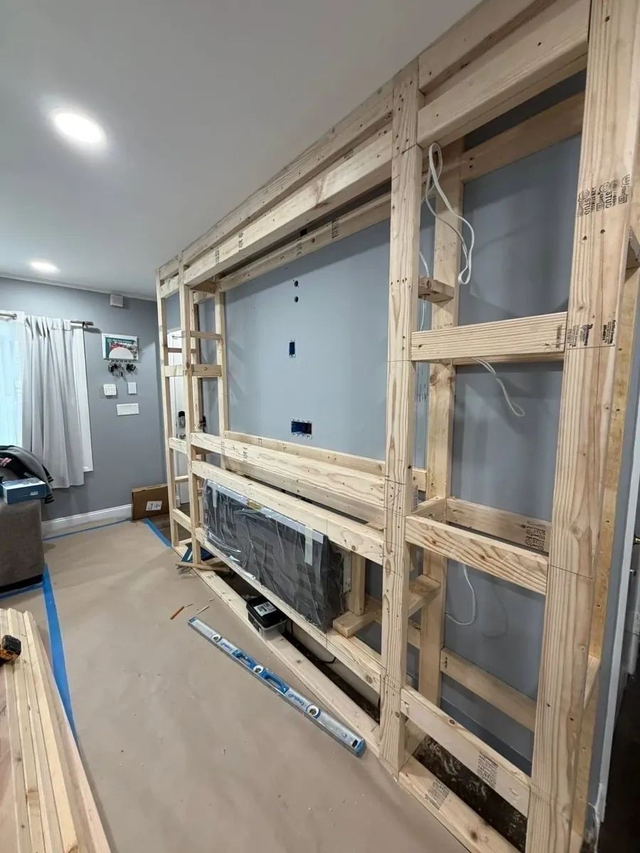 Raw wall frame before finishing