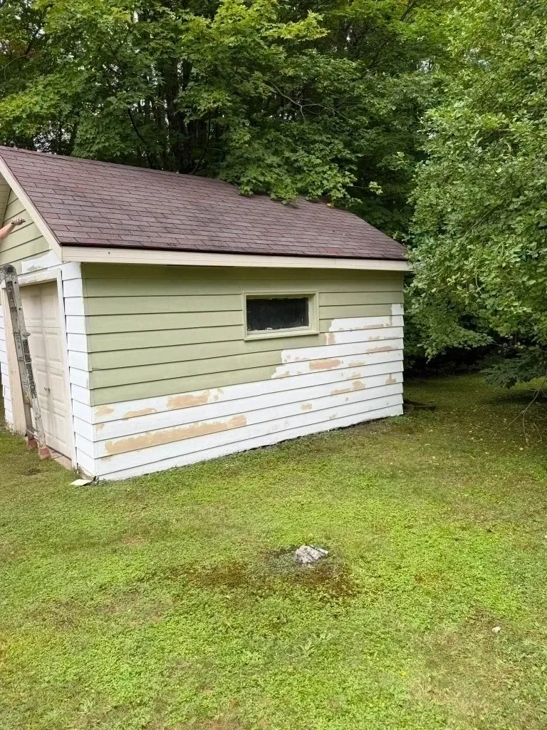 Wood siding scraping, peeling paint removal, and white primer seal coat - Mamaroneck NY