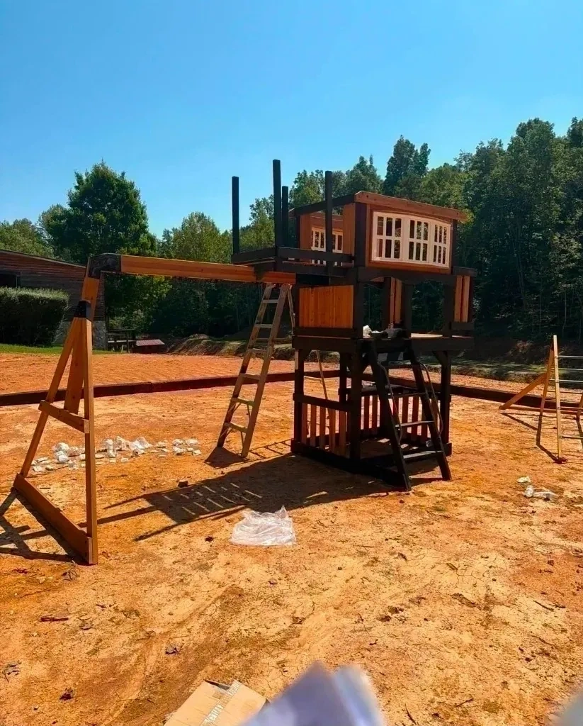 Backyard wooden playset and swing set fully assembled - Yonkers NY