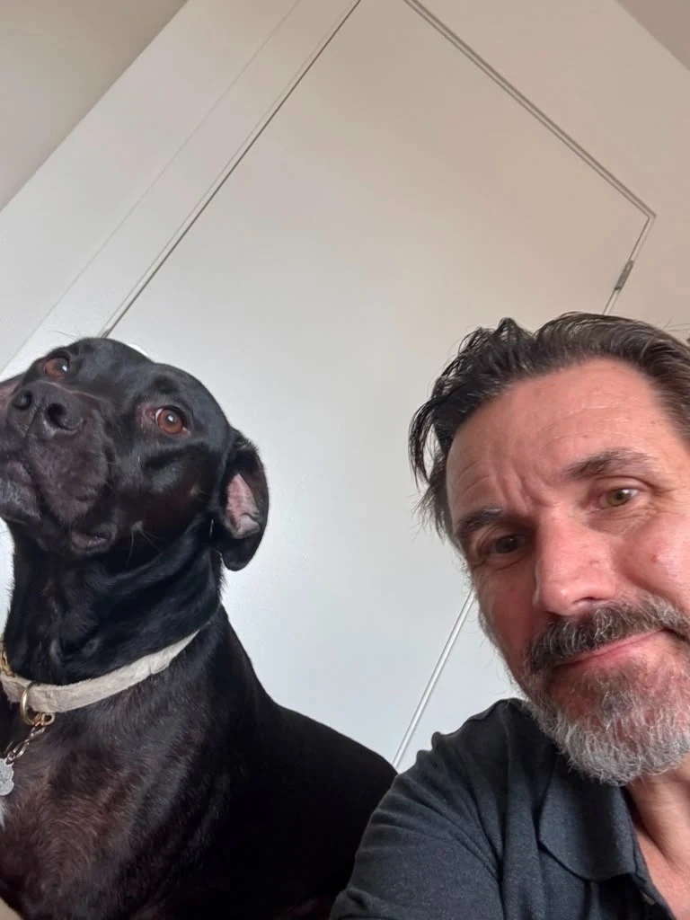 David posing with Black Lab jobsite supervisor in White Plains NY
